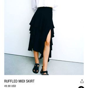 Ruffled MIDI Skirt